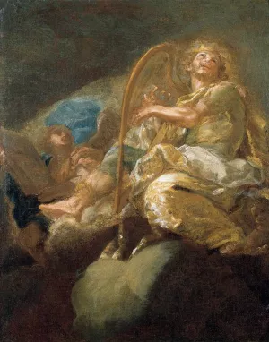 King David Playing the Harp by Giacomo Del Po Oil Painting
