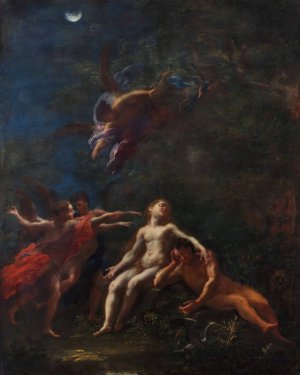 Sleep of Adam and Eve by Giacomo Del Po Oil Painting