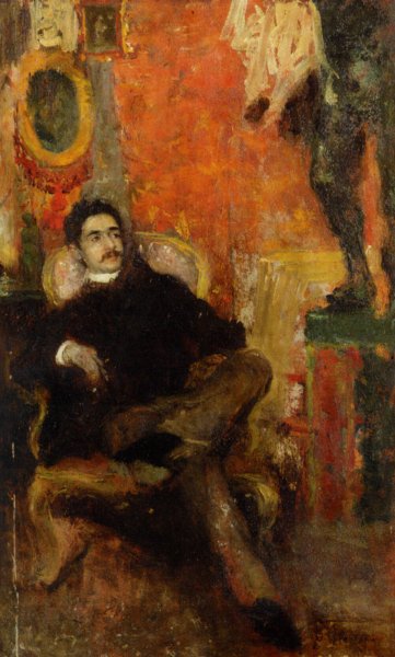 The Conoisseur by Giacomo Favretto - Hand-Painted Oil Painting Reproduction