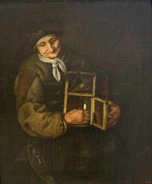 Old Woman with a Lamp by Giacomo Francesco Cipper Oil Painting