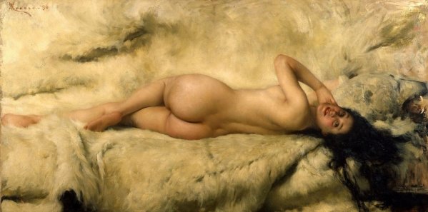 Nuda also known as She Nude by Giacomo Grosso - Hand-Painted Oil Painting Reproduction