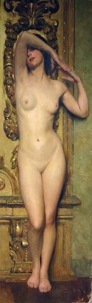 Nudo Femminile also known as Feminine Nude by Giacomo Grosso - Hand-Painted Oil Painting Reproduction