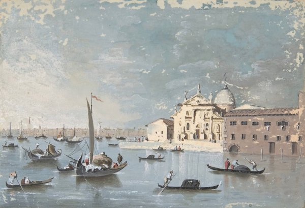 View of the Isola di San Giorgio Maggiore  by Giacomo Guardi - Hand-Painted Oil Painting Reproduction