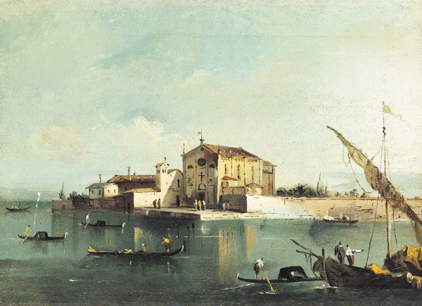 Vue de l'ile de San Cristoforo di Murano by Giacomo Guardi - Hand-Painted Oil Painting Reproduction