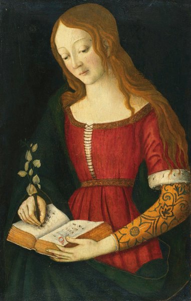 A Young Lady Writing In A Hymnal by Giacomo Pacchiarotto - Hand-Painted Oil Painting Reproduction