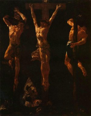 Christ Crucified Between the Two Thieves by Giacomo Piazzetta Oil Painting