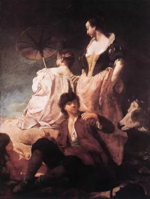 Idyll at the Coast Oil painting by Giacomo Piazzetta