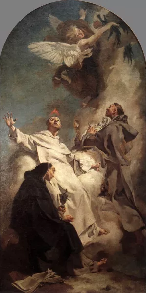 Three Dominican Saints by Giacomo Piazzetta Oil Painting