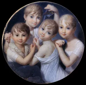 Portrait of the Daughters of Gian Giacomo Trivulzio by Giambattista Gigola Oil Painting