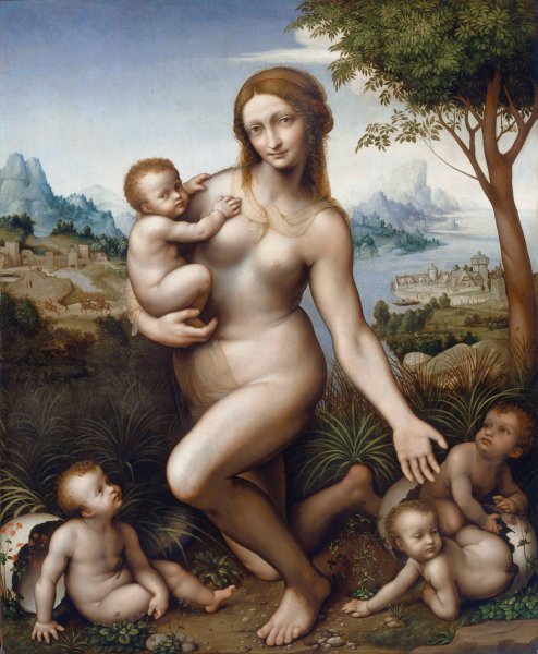 Leda with their children  by Giampietrino (Giovanni Pietro Rizzoli) - Hand-Painted Oil Painting Reproduction