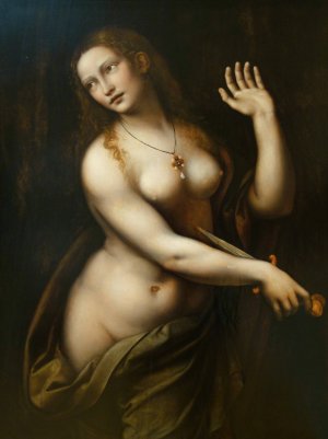 Lucrezia Romana by Giampietrino (Giovanni Pietro Rizzoli) Oil Painting
