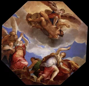 Time, the Virtues, and Envy Freed by Evil by Gian Battista Zelotti - Oil Painting Reproduction