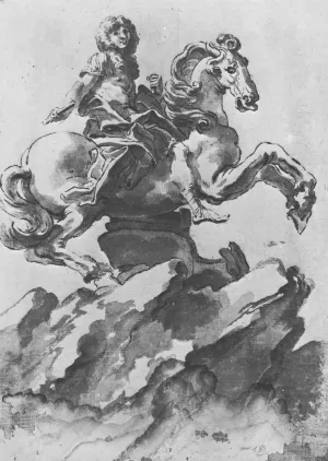 Design for the Equestrian Monument of Louis XIV by Gian Lorenzo Bernini - Oil Painting Reproduction