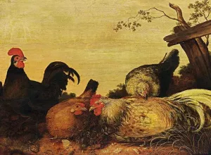 Poultry by Gijsbert Gillisz De Hondecoeter Oil Painting