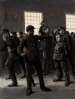 All Cowards Turn Back; Brave Men and Outlaws Rush In by Gilbert Gaul Oil Painting