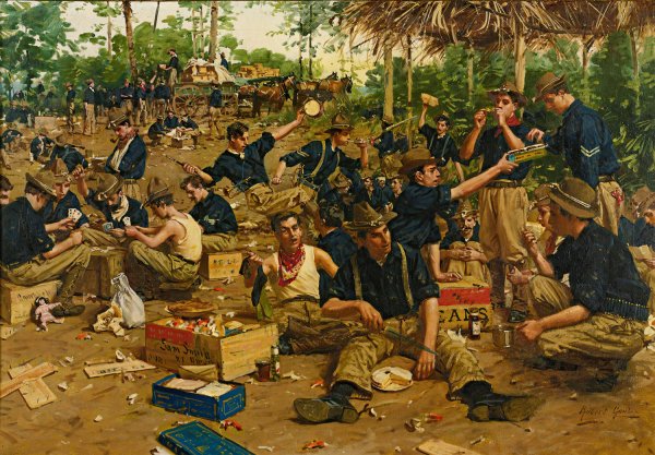 Main Product Photo of Christmas Day In Camp Painting by Gilbert Gaul