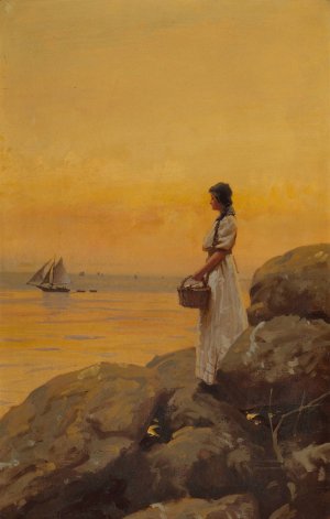 Gazing Out to Sea by Gilbert Gaul Oil Painting