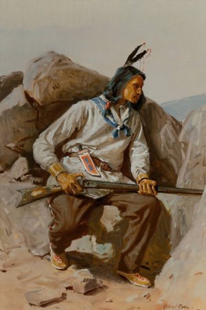 Indian Scout by Gilbert Gaul Oil Painting