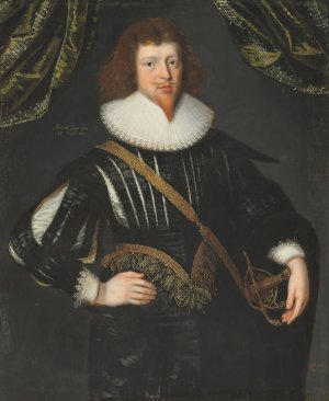 Portrait of a gentleman, traditionally identified as Sir Frederick Villiers by Gilbert Jackson Oil Painting