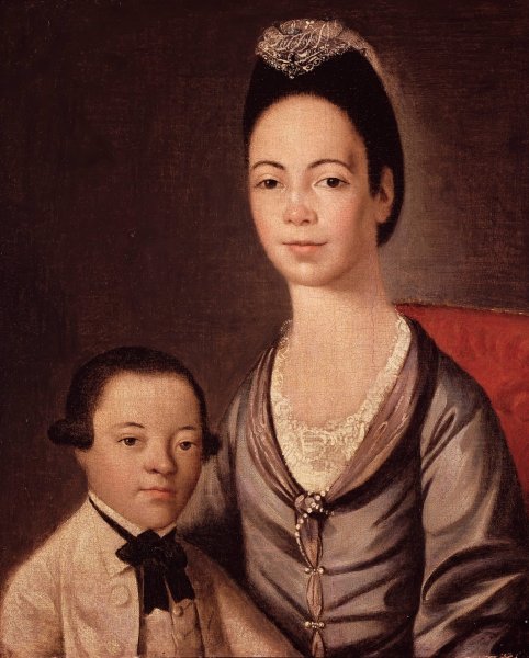 Main Product Photo of Mrs. Aaron Lopez and Her Son Joshua  Painting by Gilbert Stuart