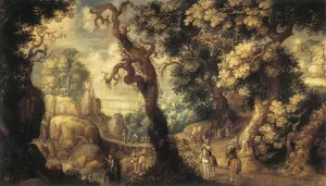 Baptism of the Moorish Chamberlain Oil painting by Gillis Claesz D' Hondecoeter
