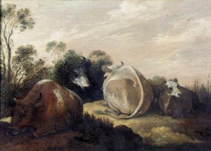 Cattle Resting in a Dune Landscape by Gillis Claesz D' Hondecoeter Oil Painting