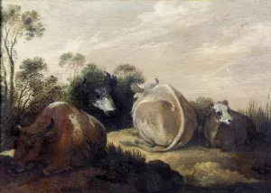 Cattle Resting in a Dune Landscape by Gillis Claesz D' Hondecoeter Oil Painting