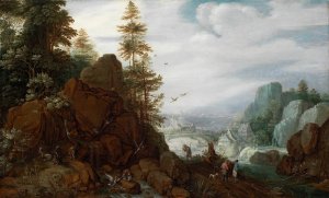 Rocky Landscape by Gillis Claesz De Hondecoeter Oil Painting
