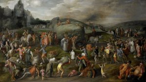 Allegory of Abuses by the Authorities of Church and State by Gillis Mostaert Oil Painting