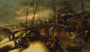 Landscape with the Flight into Egypt by Gillis Mostaert - Oil Painting Reproduction