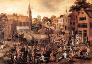 Village Feast by Gillis Mostaert - Oil Painting Reproduction