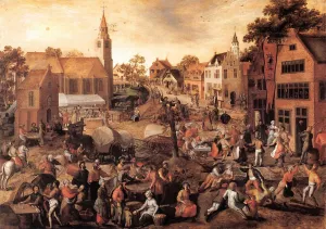 Village Feast by Gillis Mostaert Oil Painting