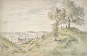 Figures on a Hill Viewing a Castle by Gillis Neyts Oil Painting