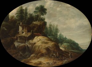 Watermill by a Wooded Outcrop by Gillis Peeters The Elder Oil Painting