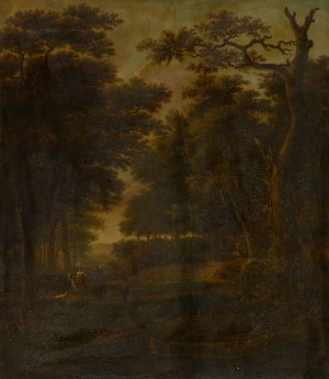Forest Landscape with Riders by Gillis Rombouts Oil Painting