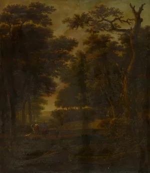 Forest Landscape with Riders by Gillis Rombouts Oil Painting