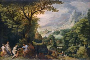 Landscape with the Judgement of Paris by Gillis Van Coninxloo Oil Painting