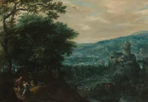 Landscape with Venus and Adonis by Gillis Van Coninxloo Oil Painting