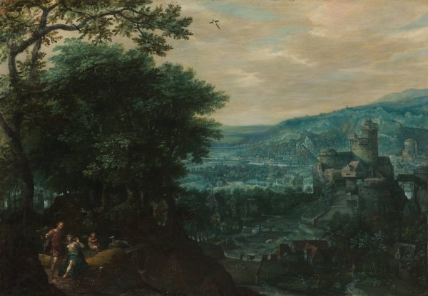 Main Product Photo of Landscape with Venus and Adonis  Painting by Gillis Van Coninxloo