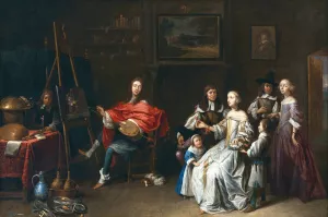 An artist in his studio by Gillis Van Tilborgh Oil Painting