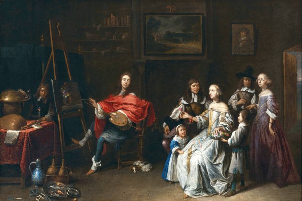 Main Product Photo of An artist in his studio Painting by Gillis Van Tilborgh