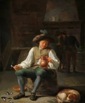 Un fumeur au cabaret by Gillis Van Tilborgh Oil Painting