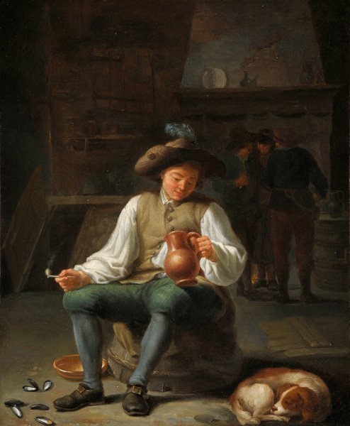 Main Product Photo of Un fumeur au cabaret Painting by Gillis Van Tilborgh