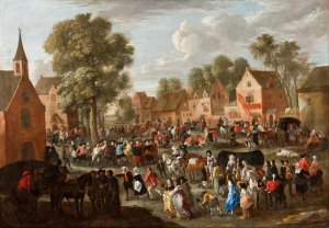 Village kermis by Gillis Van Tilborgh Oil Painting