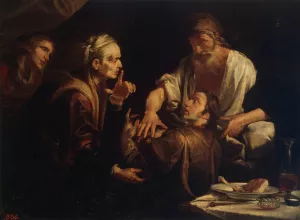 Isaac Blessing Jacob by Gioacchino Assereto Oil Painting