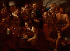 Moses Striking the Rock by Gioacchino Assereto Oil Painting