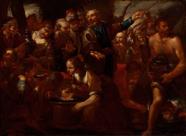 Moses Striking the Rock  by Gioacchino Assereto - Hand-Painted Oil Painting Reproduction