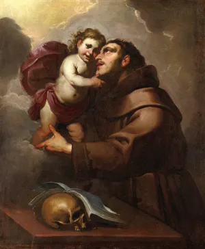 Saint Anthony Of Padua With The Christ Child by Gioacchino Assereto Oil Painting