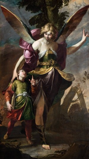 The Guardian Angel by Gioacchino Assereto Oil Painting