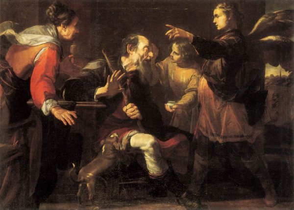Tobias Healing the Blindness of His Father by Gioacchino Assereto - Hand-Painted Oil Painting Reproduction